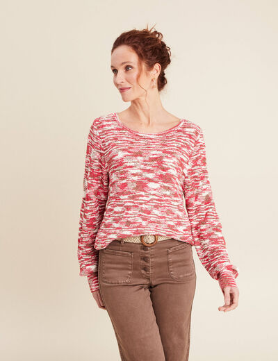 Pull manches longues rose fushia femme