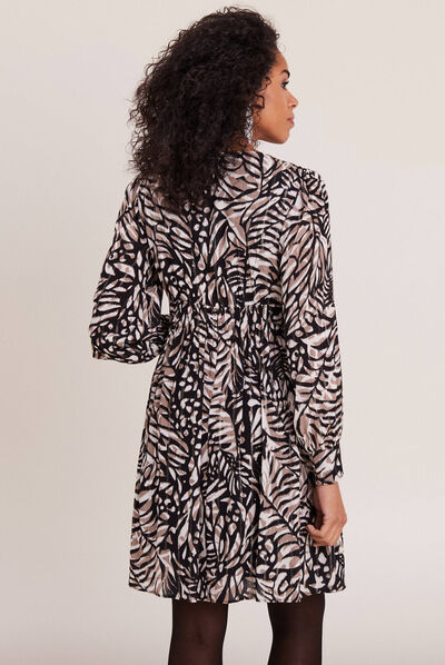 Robe évasée fluide marron clair femme