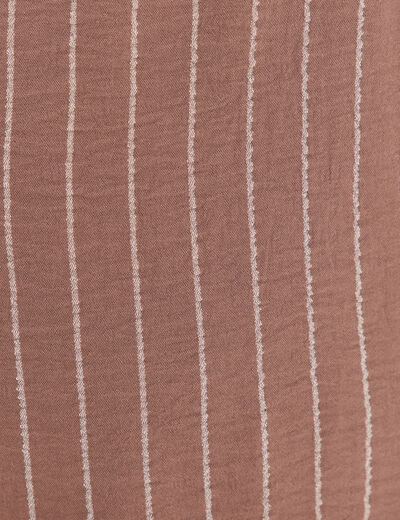 Pantalon large taille haute taupe femme