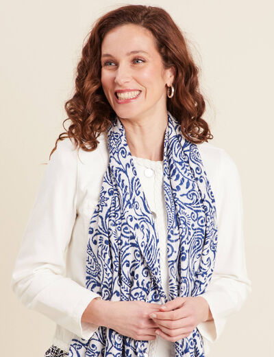 Foulard détails sequins bleu femme