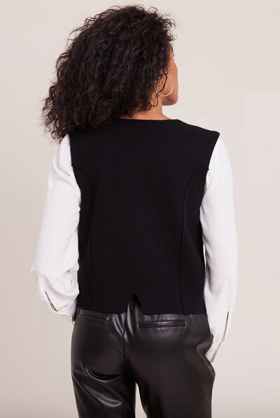 Gilet veston sans manches noir femme