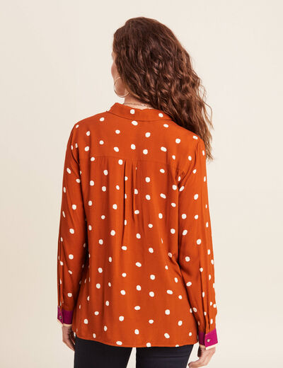 Chemise manches longues marron cognac femme