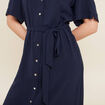 Robe évasée col chemise bleu marine femme