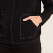 Gilet manches longues à capuche noir femme