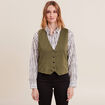Veston sans manches satin vert olive femme