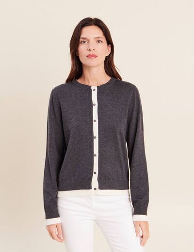 Gilet 2 en 1 col rond gris clair femme