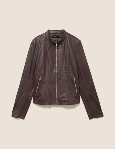 Veste cintr&eacute;e marron fonc&eacute; femme