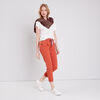 Pantalon chino ajuste ceinture orange fonce femme