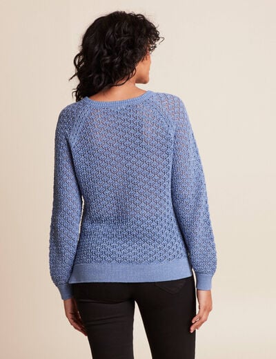 Pull col rond manches longues bleu ciel femme
