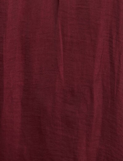 Blouse ample col rond satin&eacute;e bordeaux femme