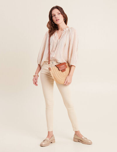 Blouse manches 3/4 rose pastel femme