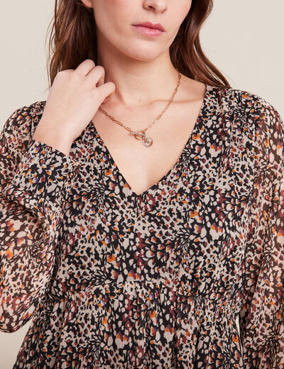 Robe longue évasée noir femme