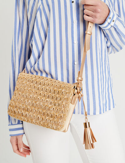 Sac pochette tressé ecru femme