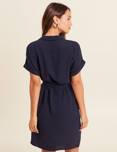 Robe fluide manches courtes bleu marine femme