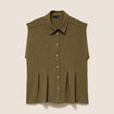 Chemise cintr&eacute;e manches courtes vert kaki femme