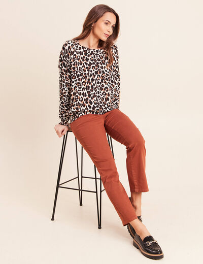 Pantalon magique Le L&eacute;ger coupe droite marron fonc&eacute; femme