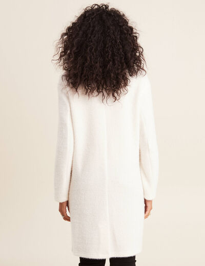 Manteau long boutonné ecru femme