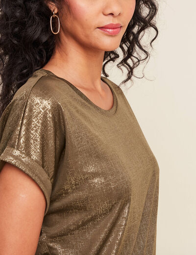 T-shirt manches courtes vert olive femme