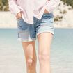 Short relax en jean denim double stone femme