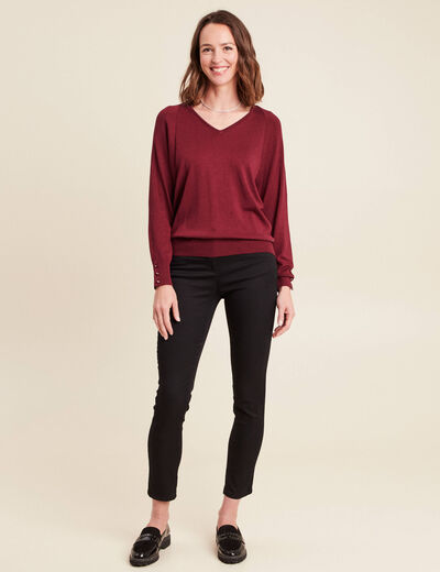 Pull manches longues bordeaux femme