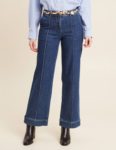 Jean large ceinturé denim stone femme