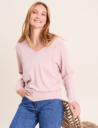 Pull manches longues rose clair femme