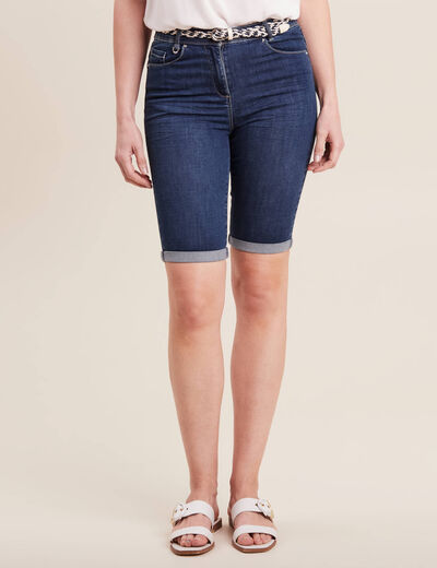 Bermuda ajusté en jean denim brut femme