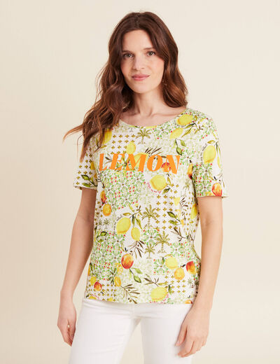 T-shirt manches courtes jaune citron femme