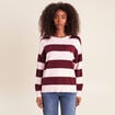 Pull col rond bordeaux femme