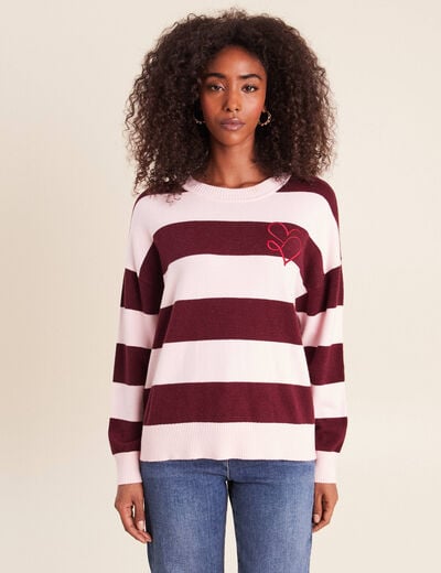 Pull col rond bordeaux femme