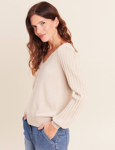 Pull manches longues couleur or femme