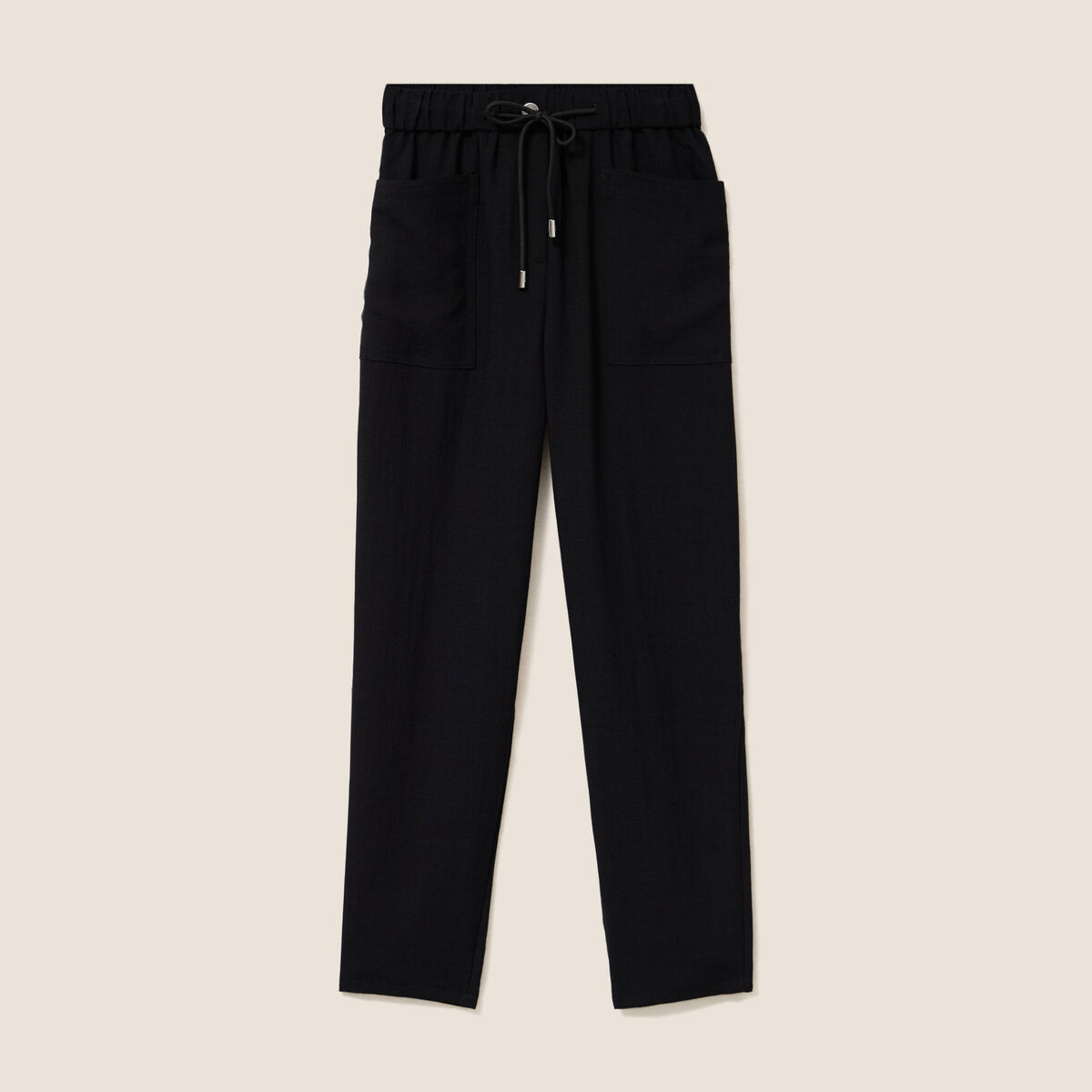 Pantalon mom 7/8&egrave;me en coton noir femme