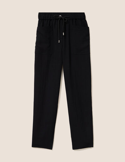 Pantalon mom 7/8&egrave;me en coton noir femme