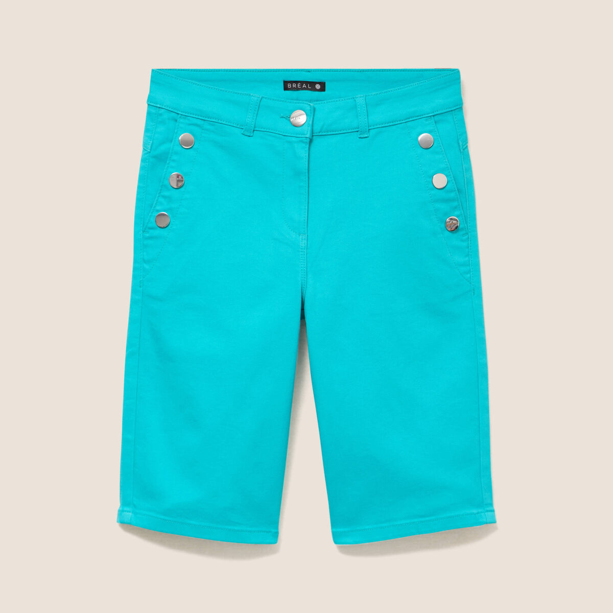 Bermuda ajust&eacute; taille standard vert turquoise femme