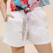 Short coupe mom taille &eacute;lastiqu&eacute;e blanc femme