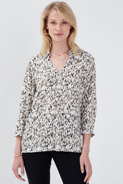 Chemise manches 3/4 ecru femme
