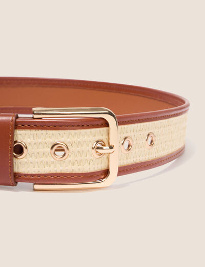 Ceinture large camel femme