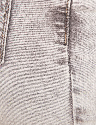Jean ajust&eacute; taille bascul&eacute;e denim snow gris femme