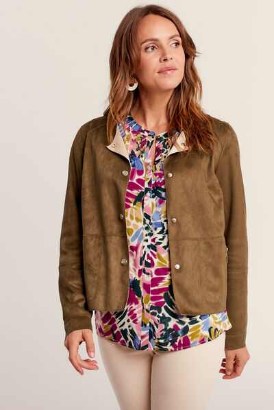 Veste droite réversible beige femme