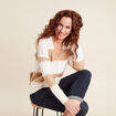 Pull manches longues col en V sable femme