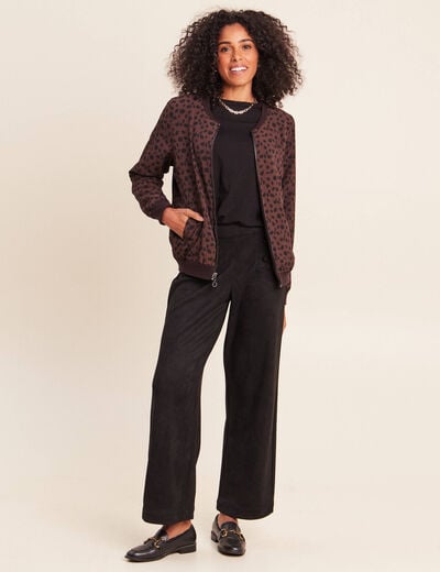 Gilet r&eacute;versible manches longues marron fonc&eacute; femme