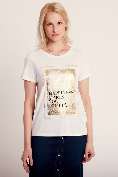 T-shirt manches courtes blanc femme