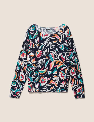 Pull manches longues bleu femme