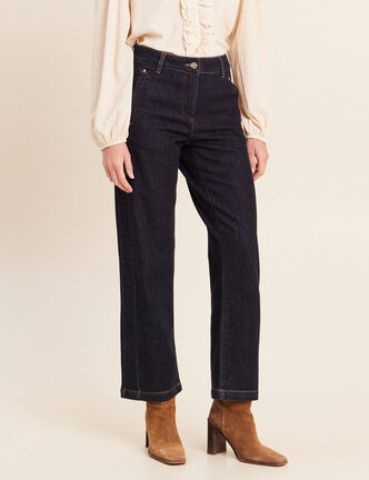 Jean droit taille haute 7/8&egrave;me denim brut femme