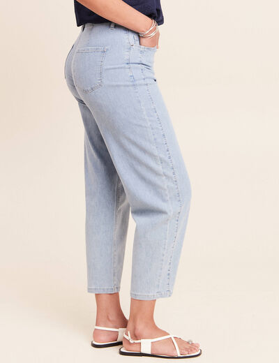 Jean coupe barrel 7/8&egrave;me denim bleach femme