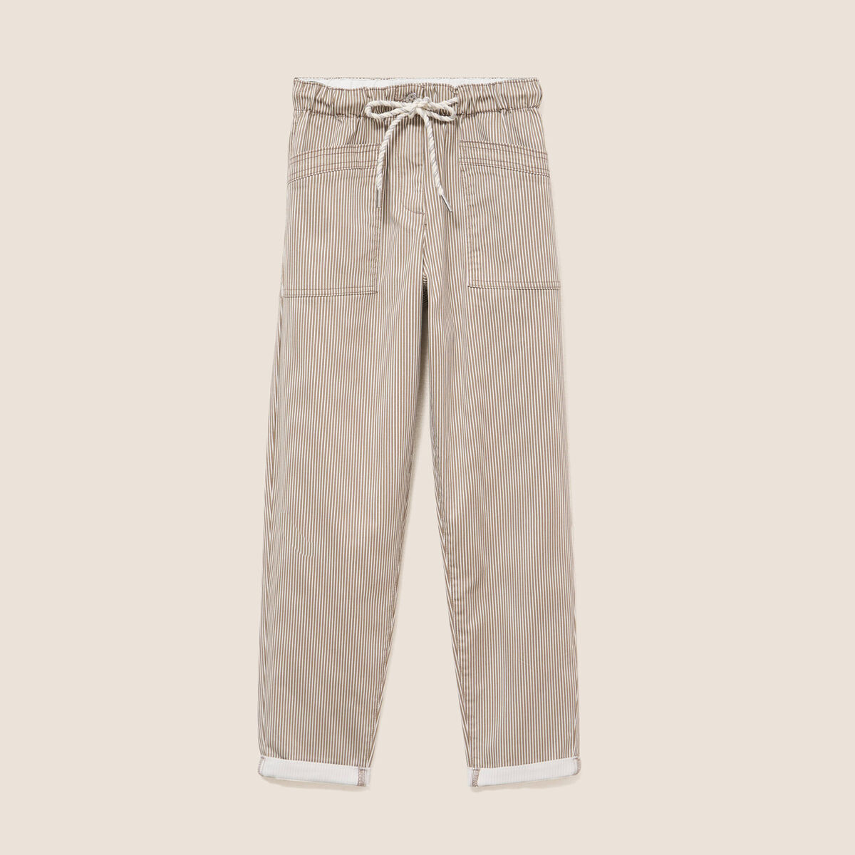 Pantalon coupe mom 7/8&egrave;me marron femme