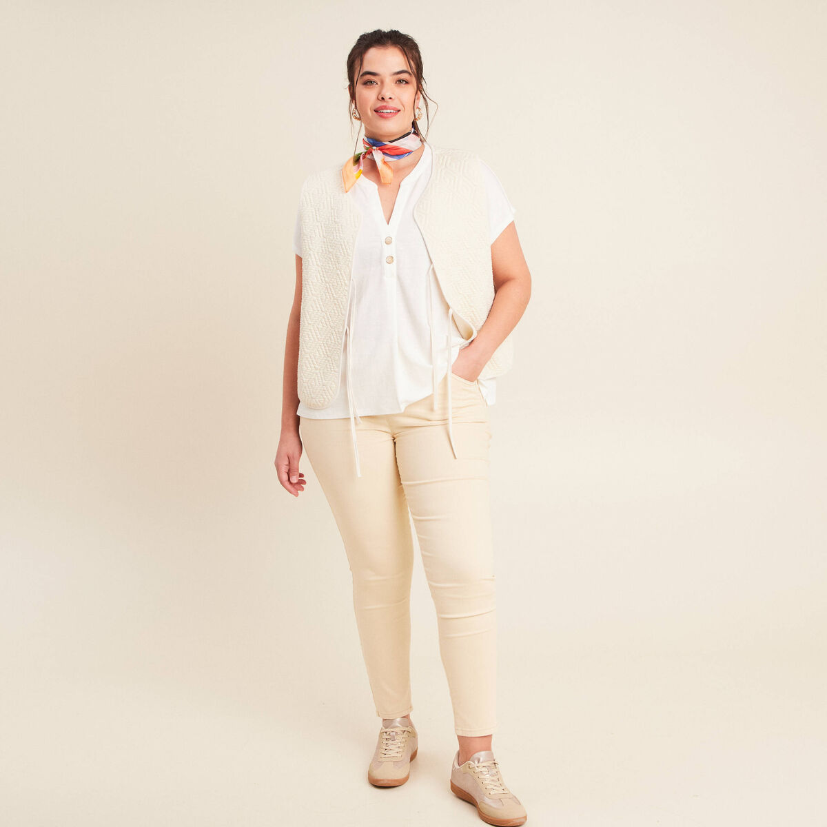 T-shirt manches courtes ecru femme