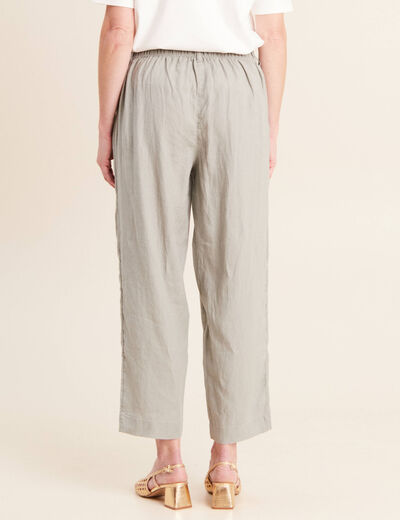 Pantalon large 7/8&egrave;me taille haute vert clair femme