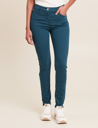 Jean magique ajusté taille standard bleu canard femme