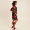 Robe courte &eacute;vas&eacute;e pliss&eacute;e manches 3/4 rouge femme